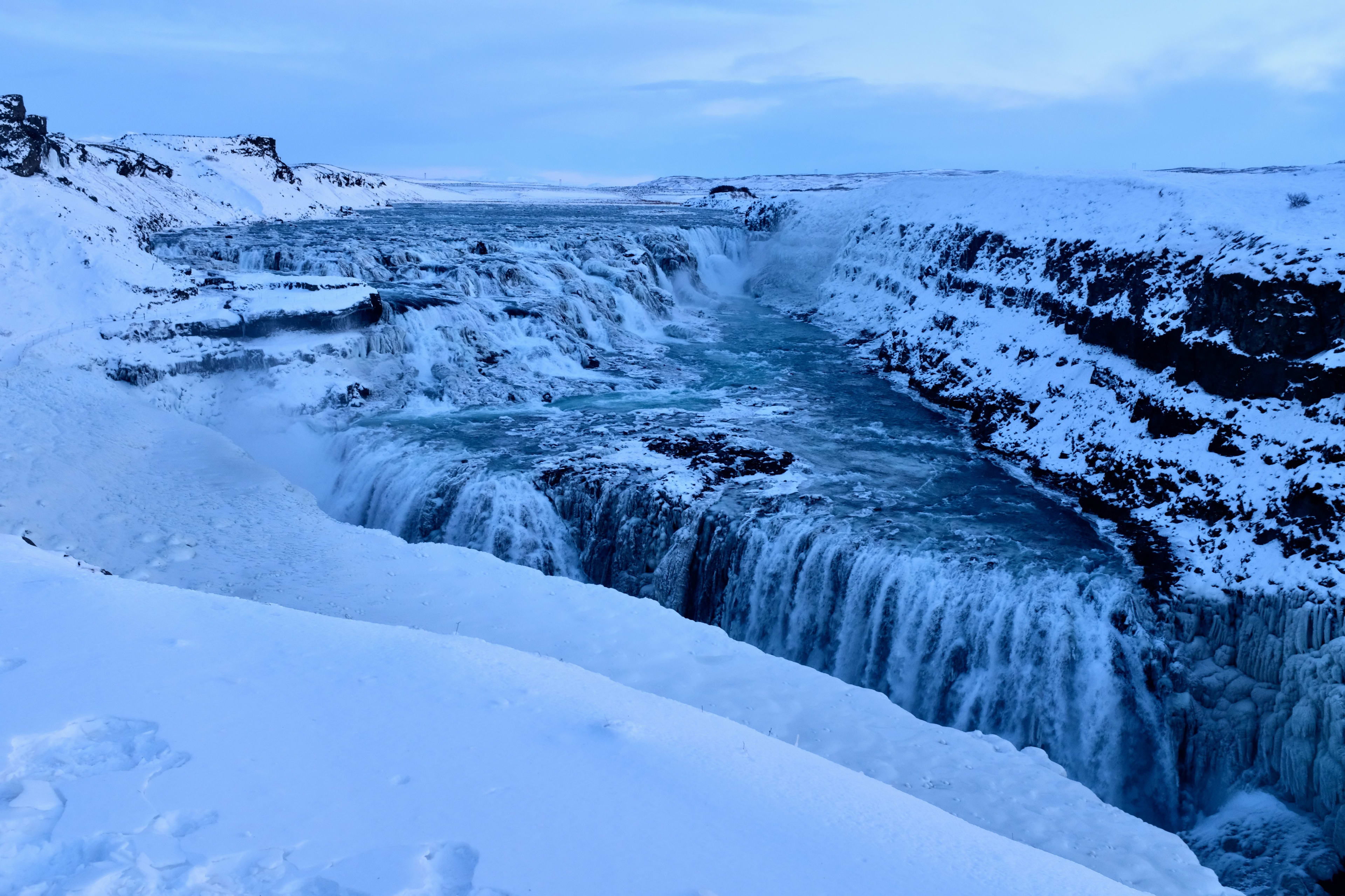 gullfoss in cold winter