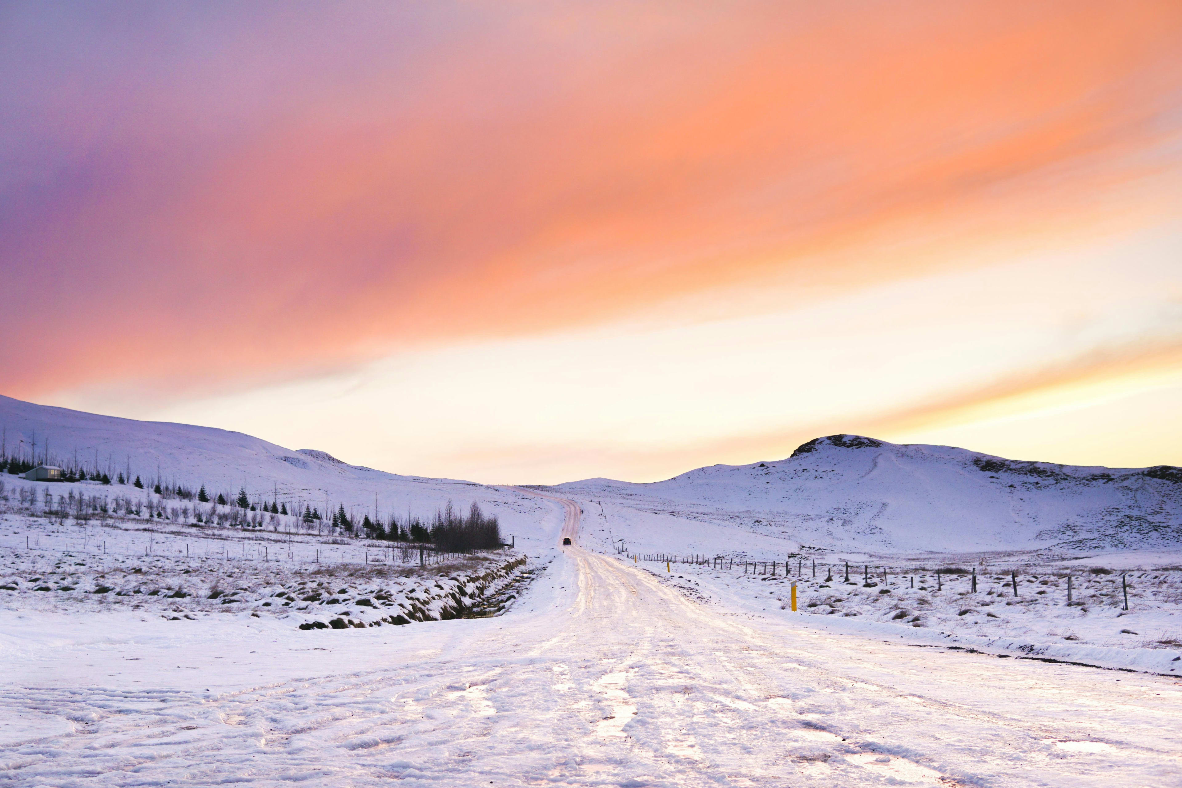 iceland winter with dreamy sky