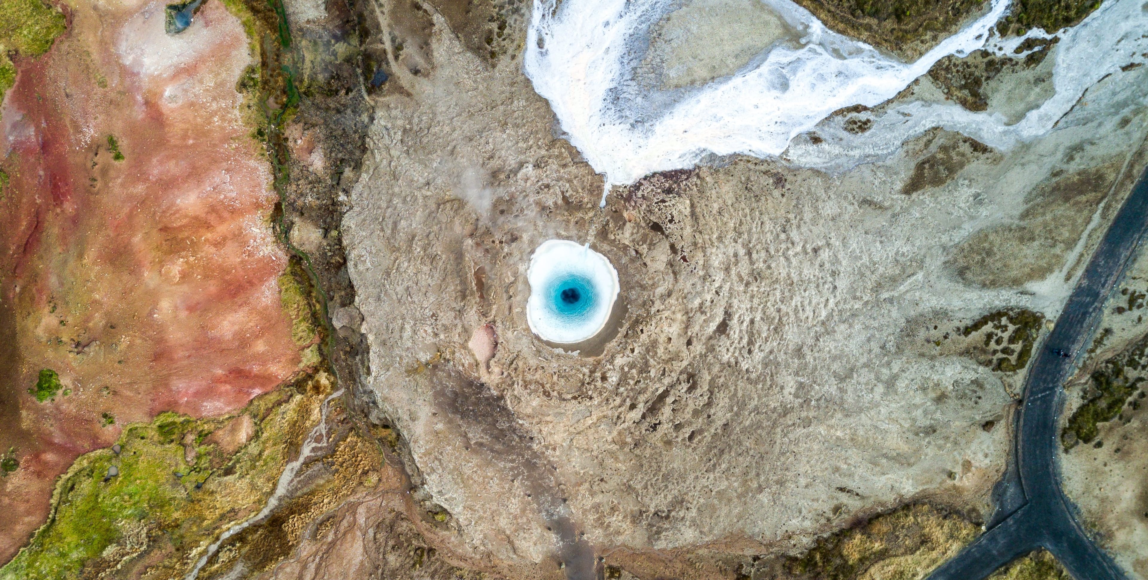 geysir area by drone