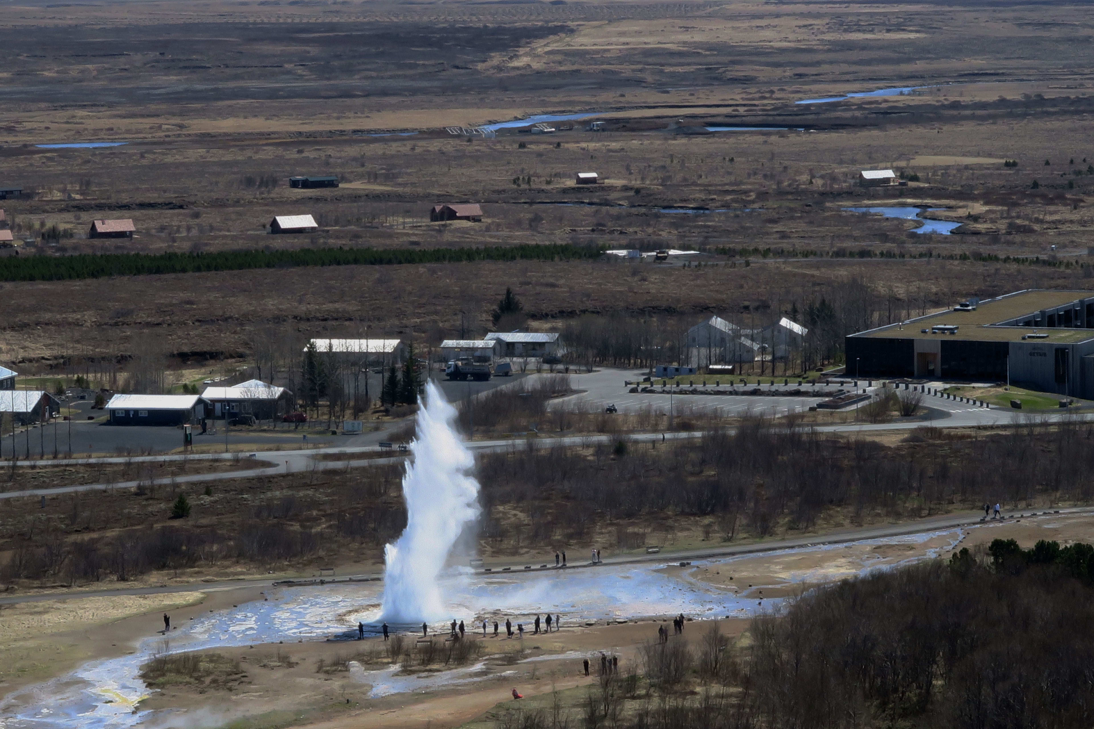 geysir eruption from the above