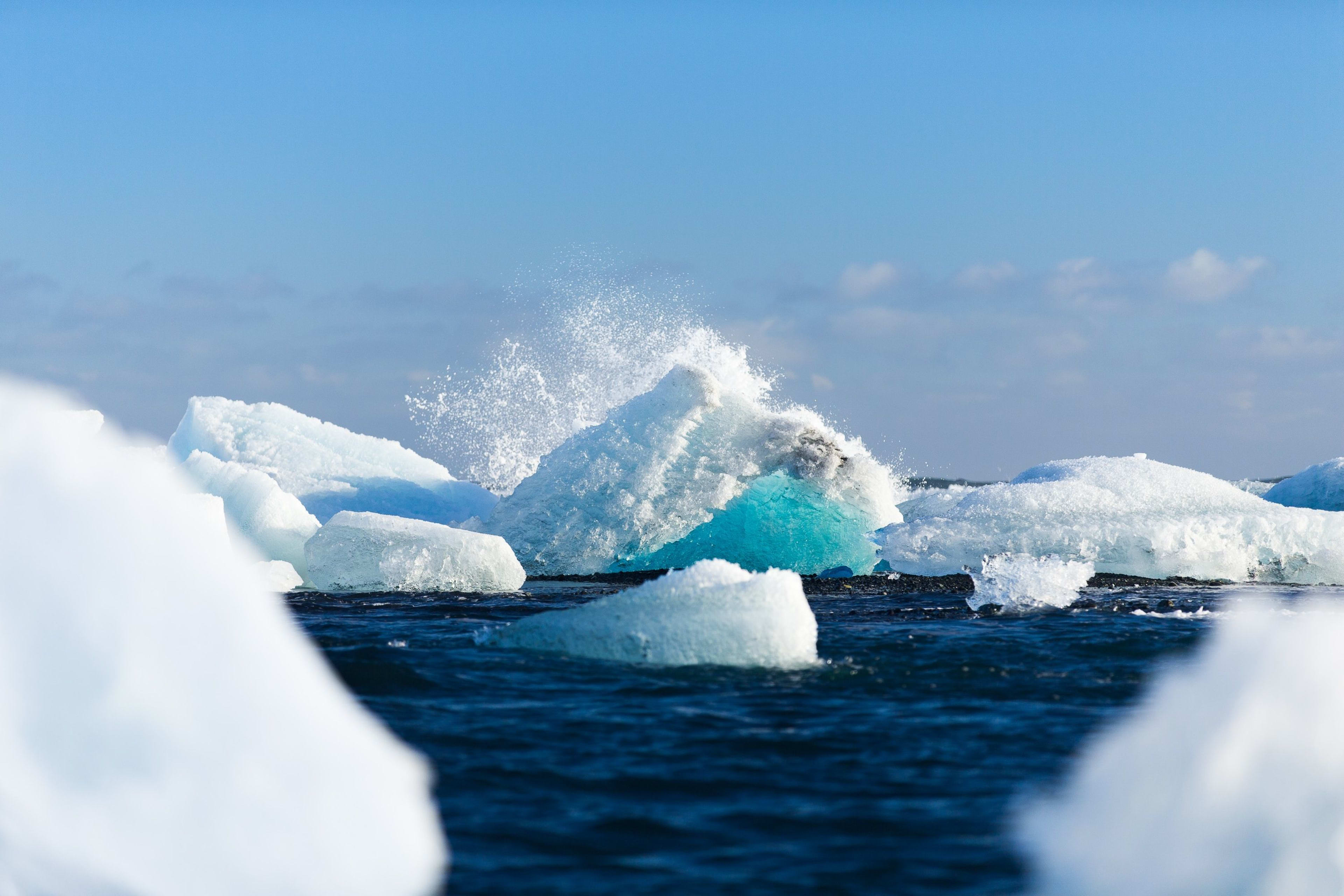 big icebergs in glacier lagoon