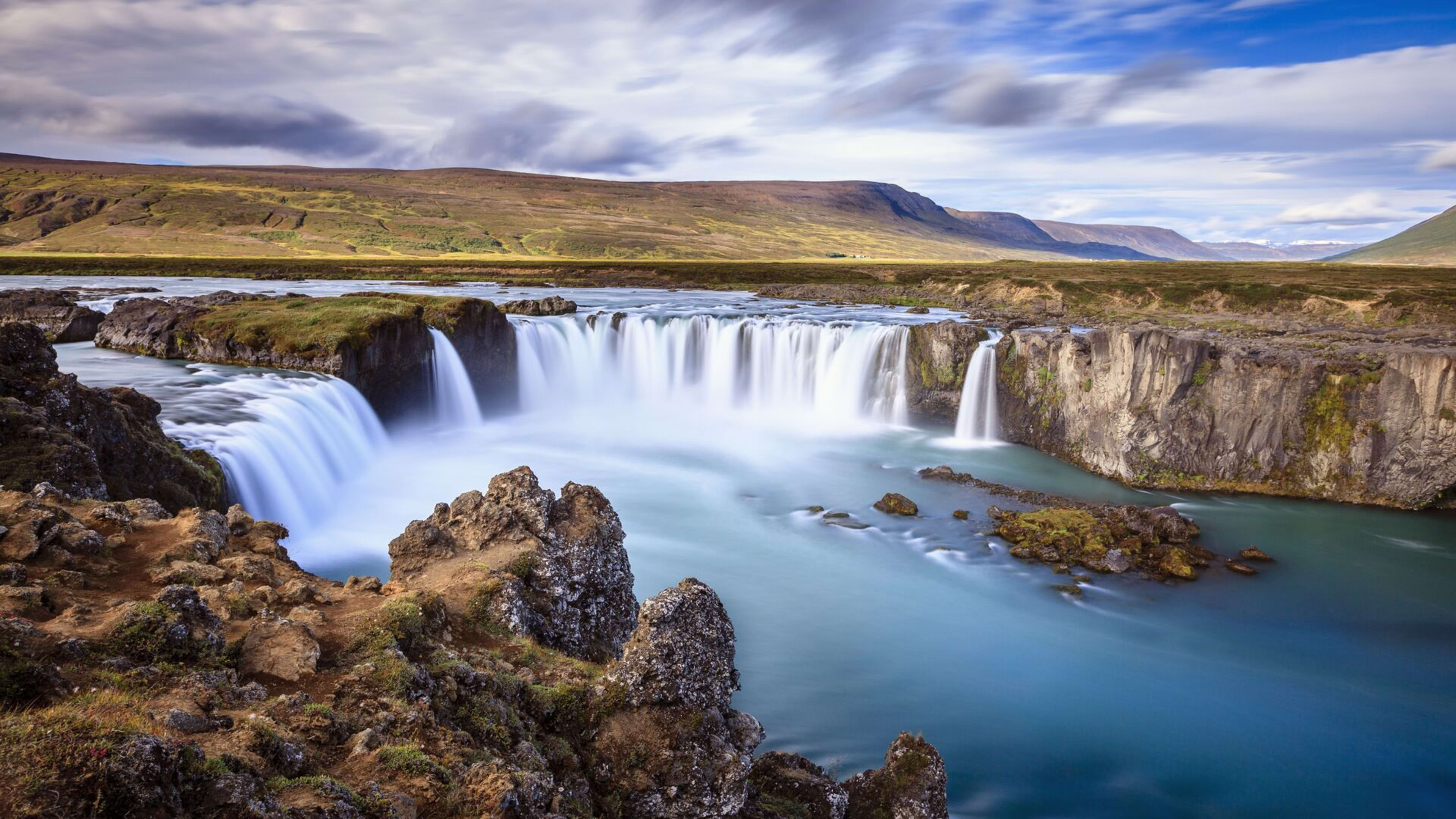 godafoss waterfall in summer