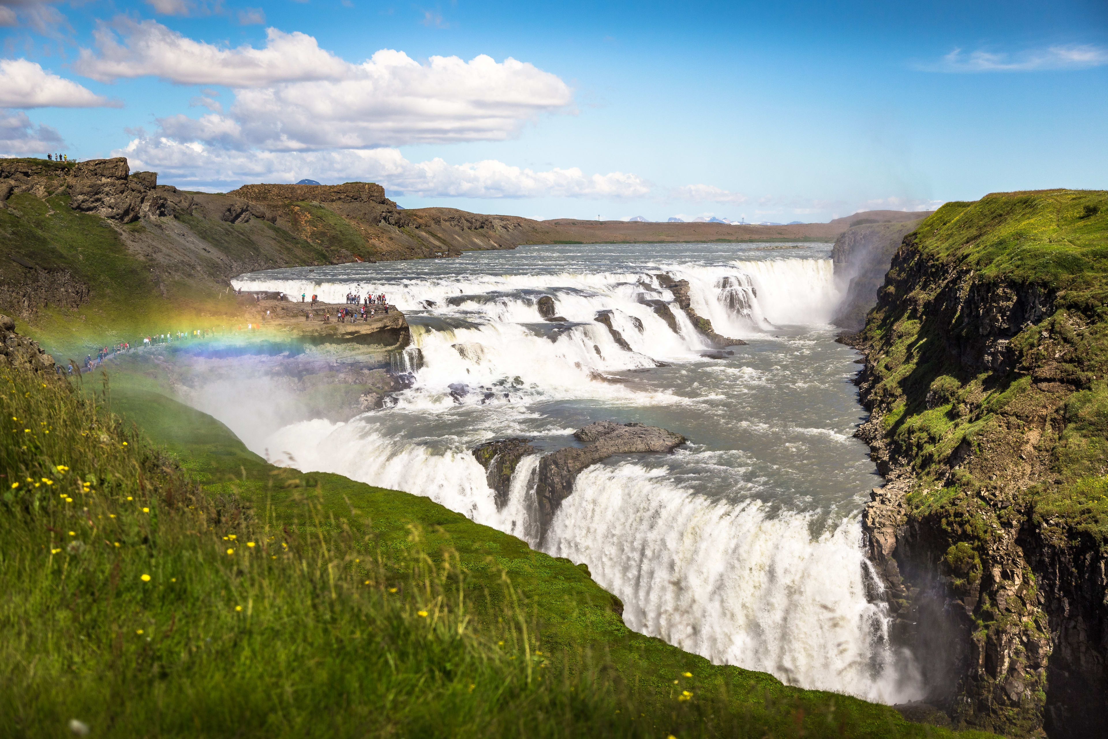 gullfoss with rainbow in golden circle