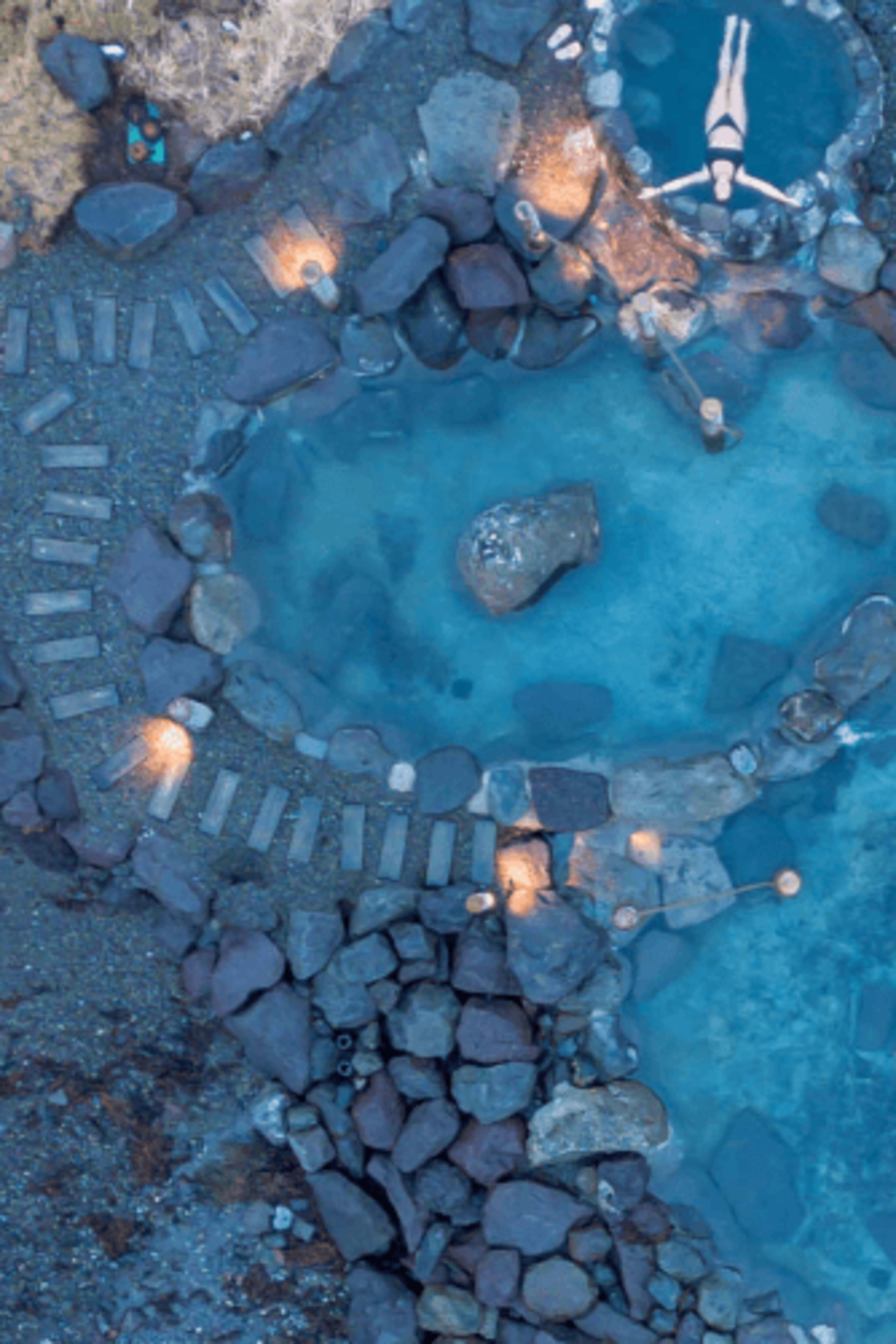peaceful blue hvammsvik hot spring