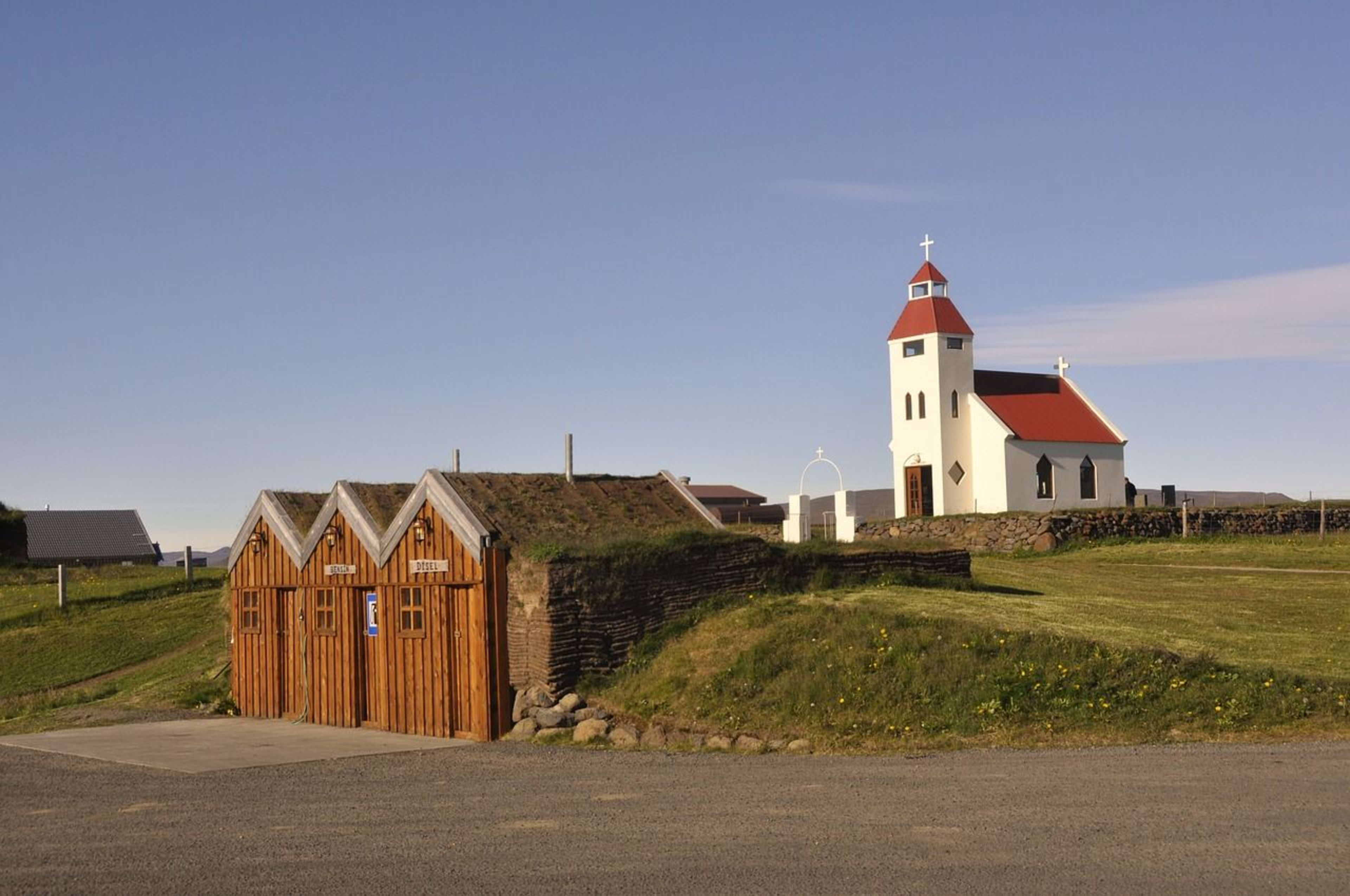 icelandic turf house and church