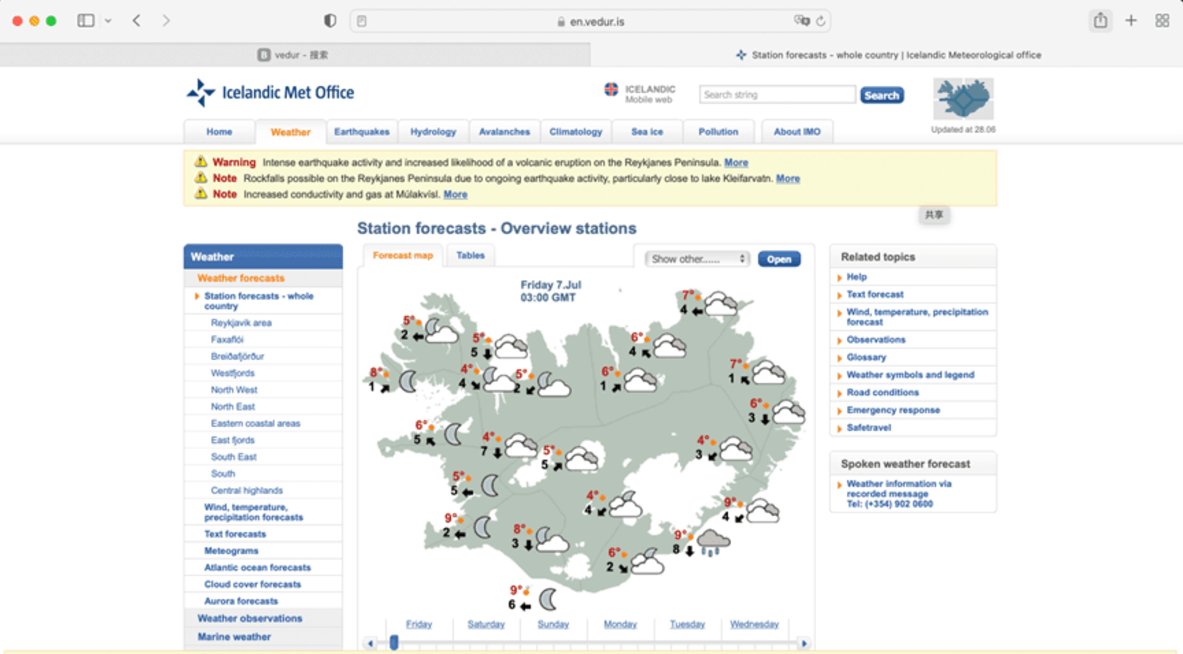 iceland weather forecast of imo