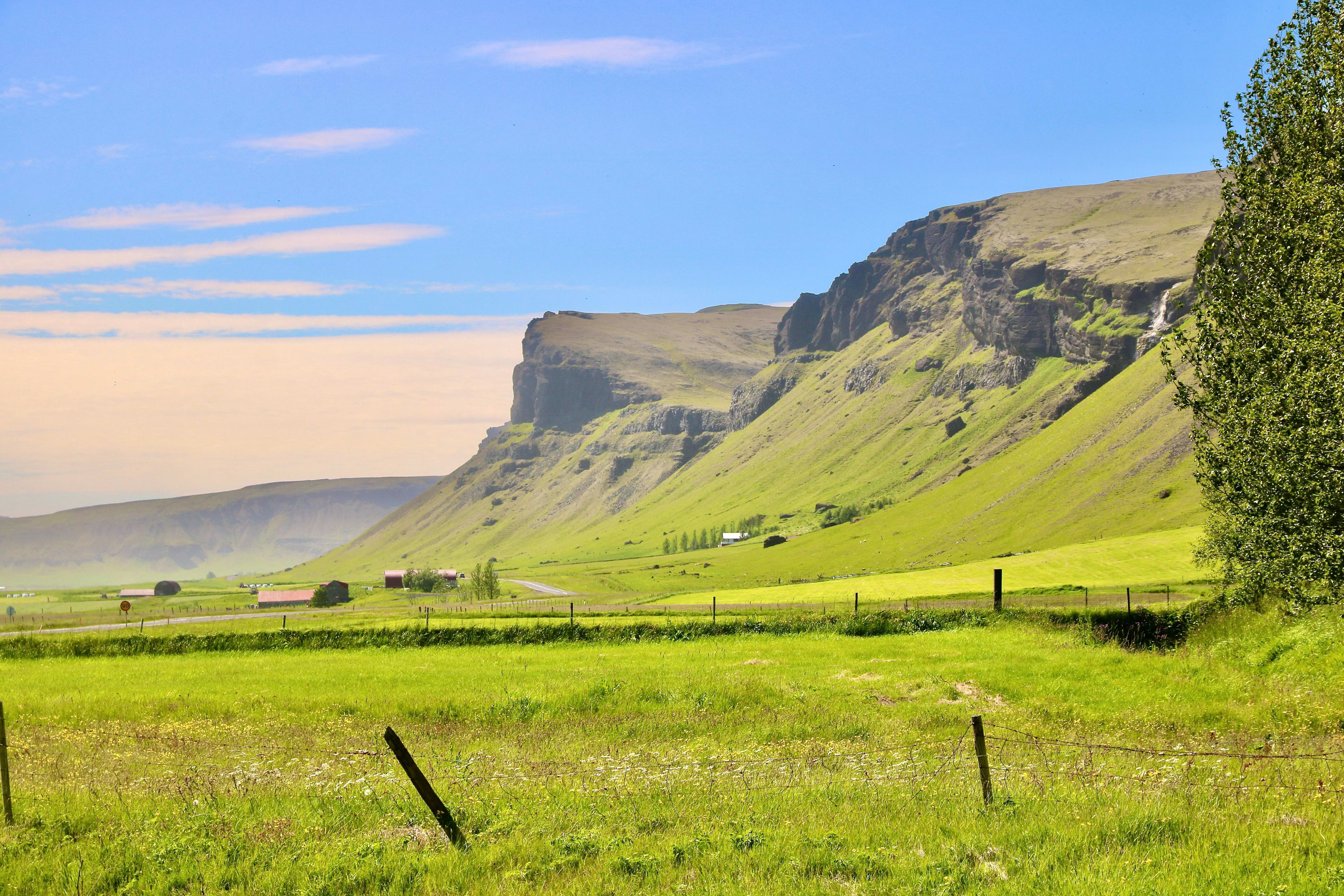 south iceland landscape in sunny day