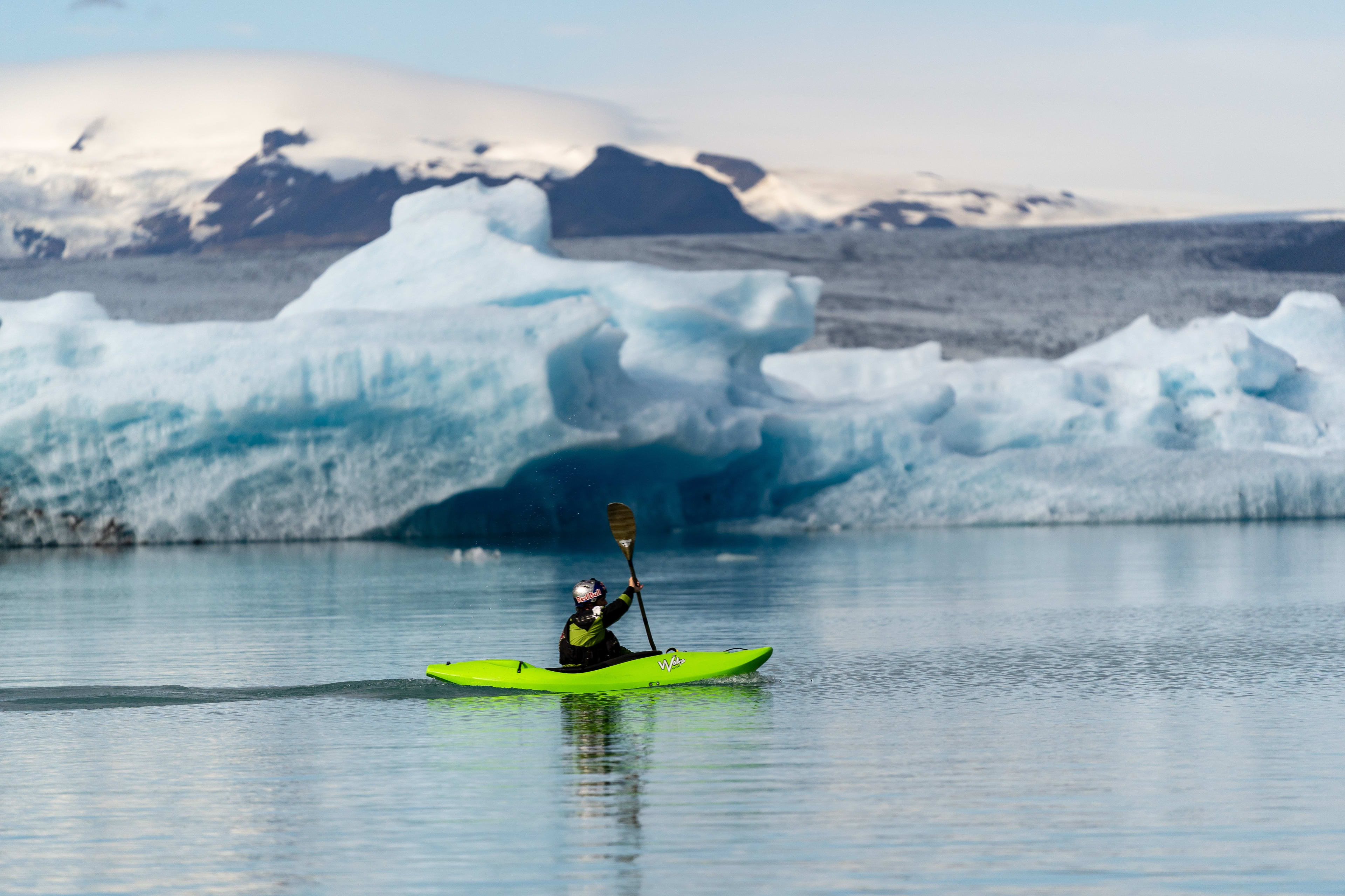 people kayaking at glacier lagoon