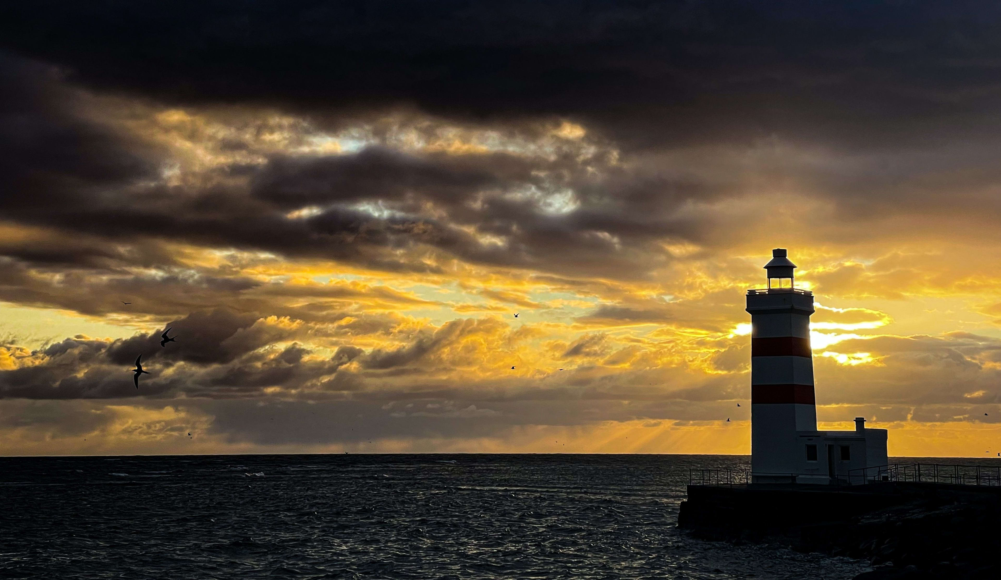 keflavik beacon in sunset