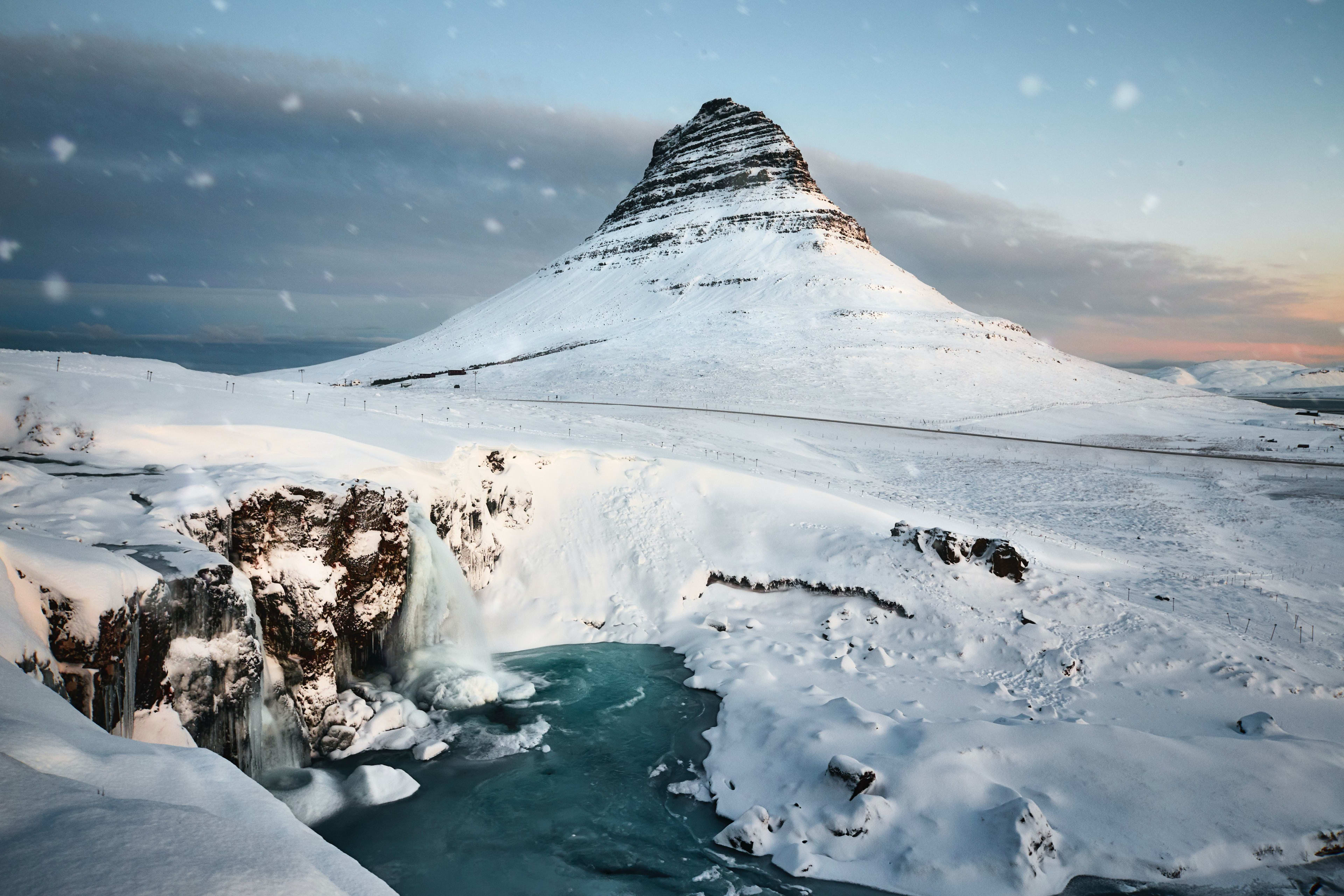 snow-covered kirkjufell