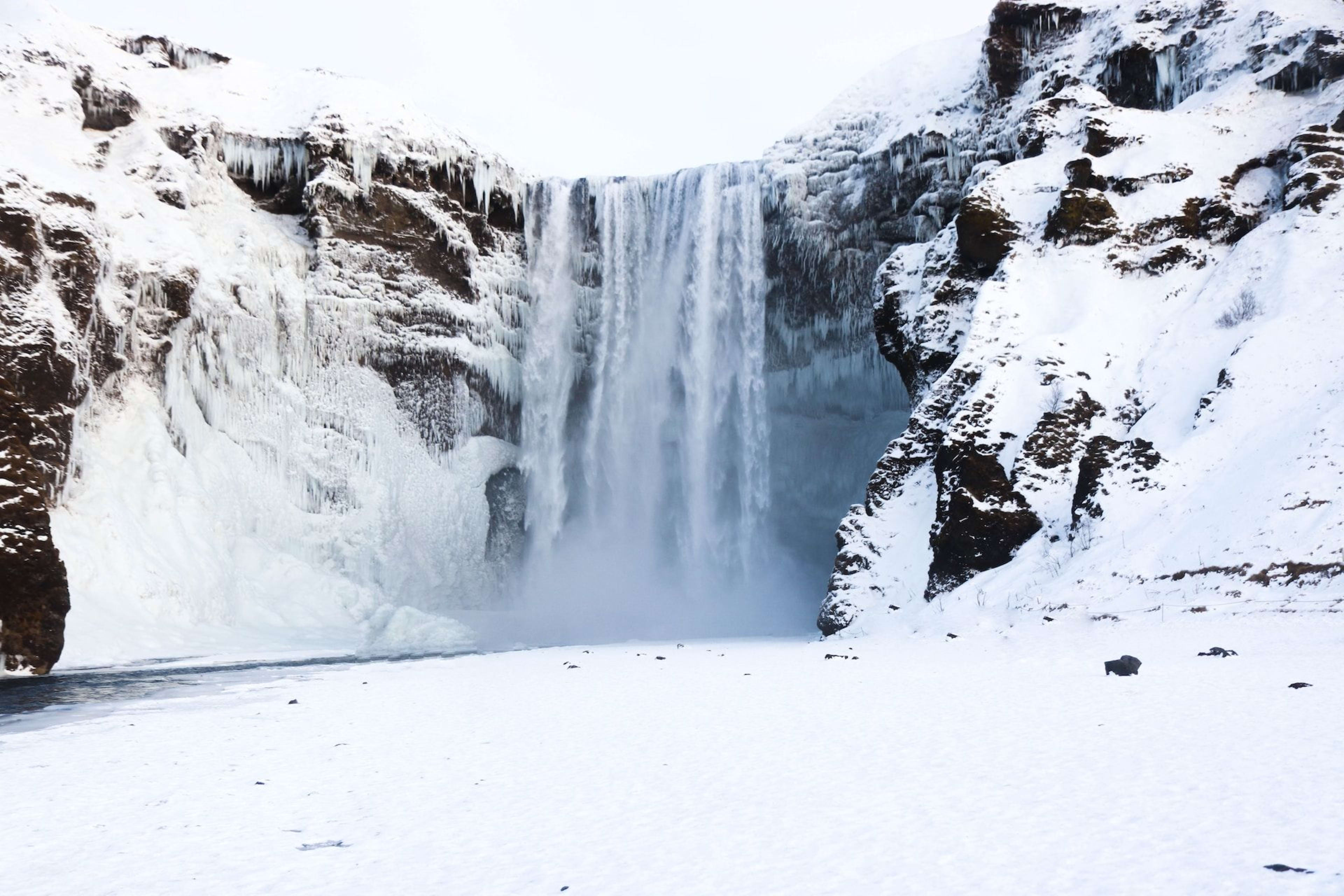 skogafoss in winter iceland