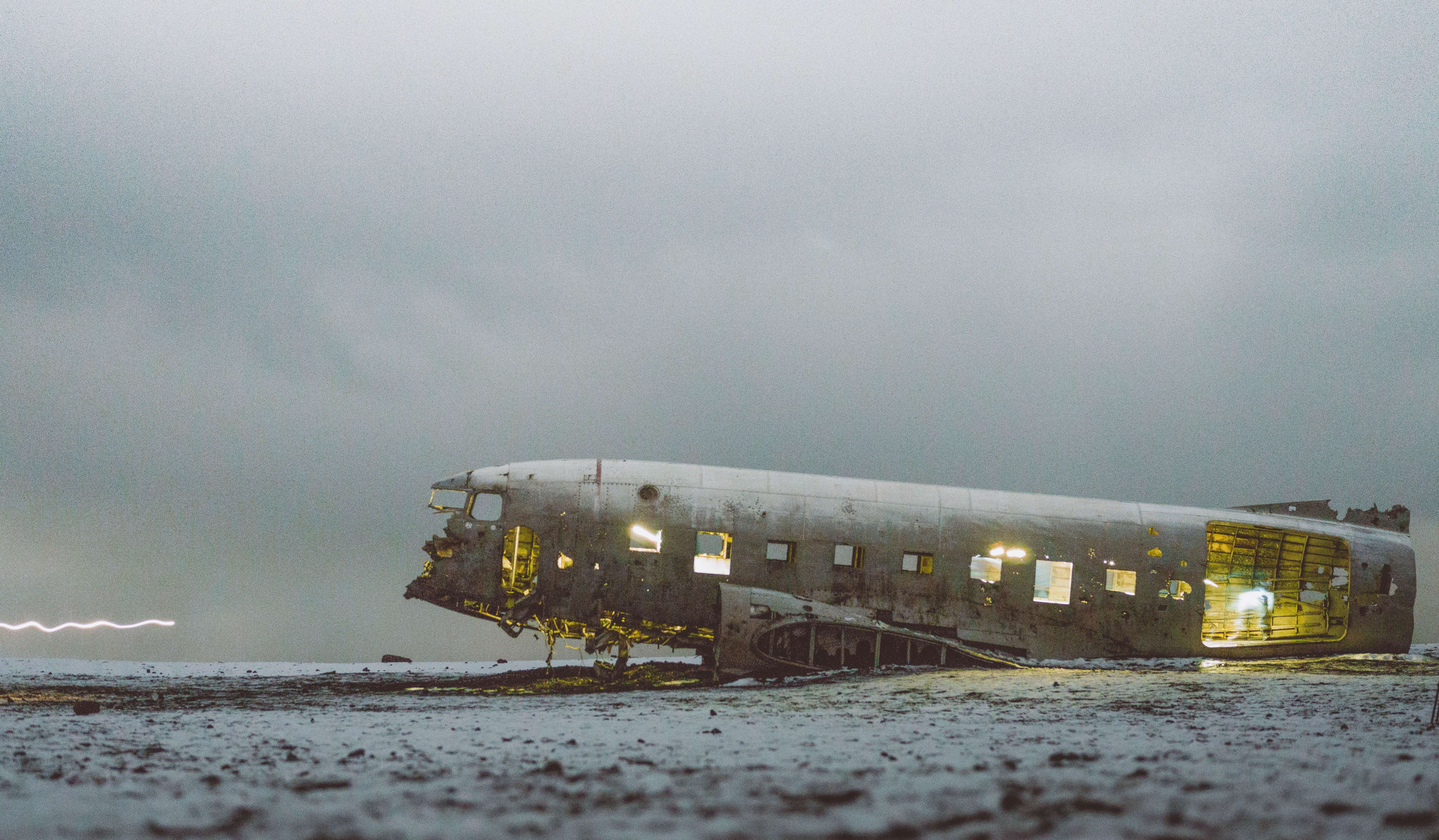 plane wreck in winter