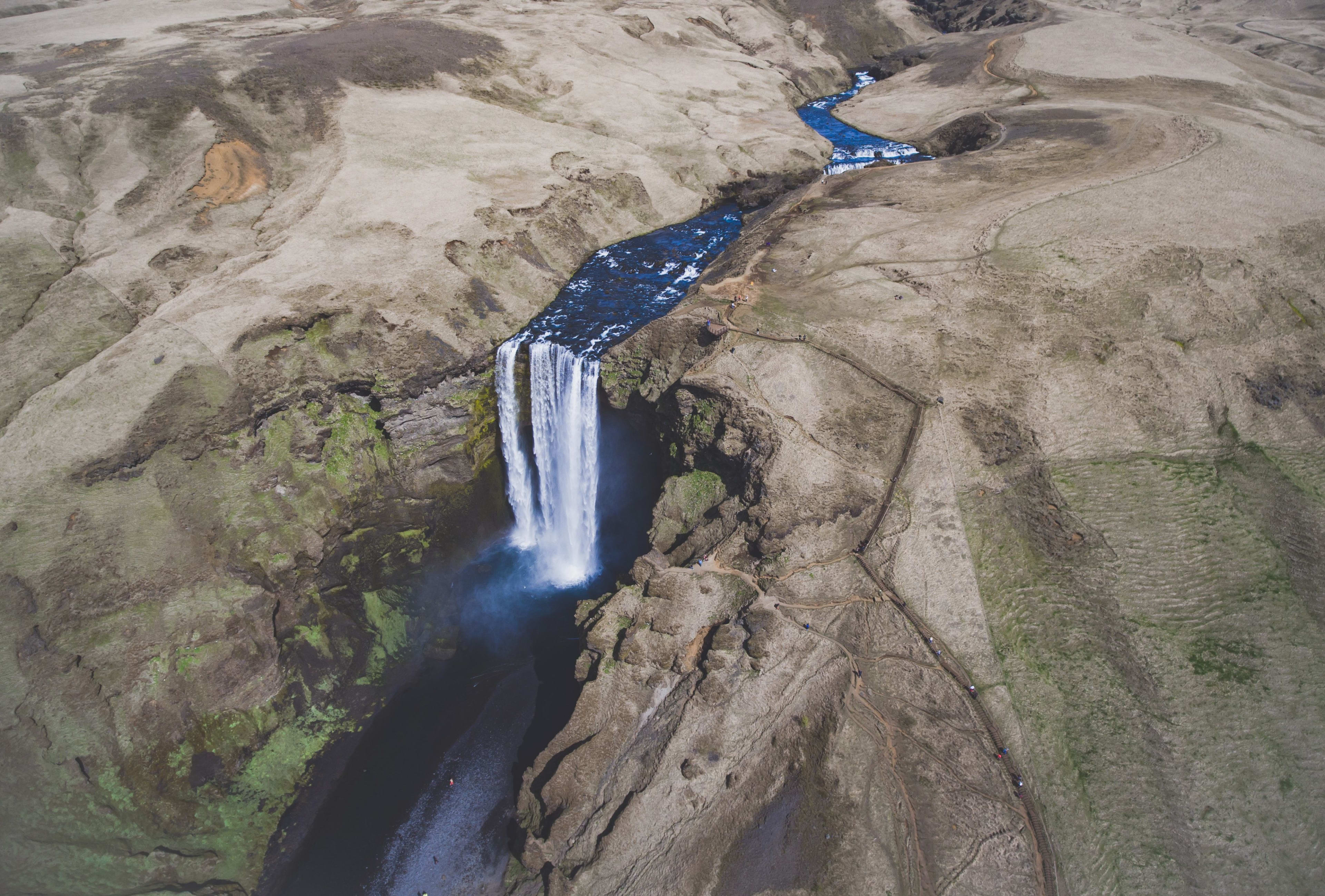 skogafoss by drone